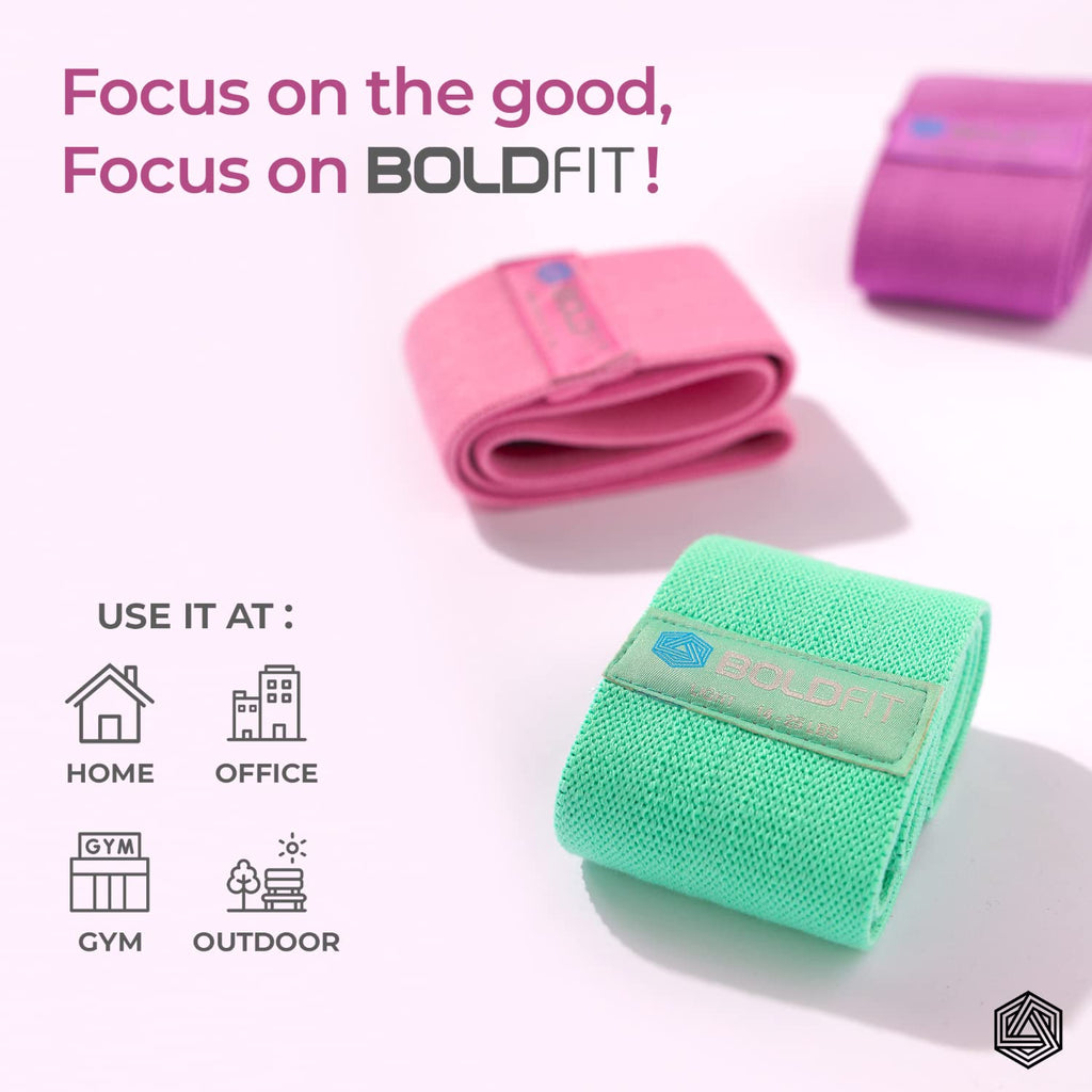 Boldfit Fabric Resistance Band – Mini Loop Hip Band (Light, Medium & Heavy Options)