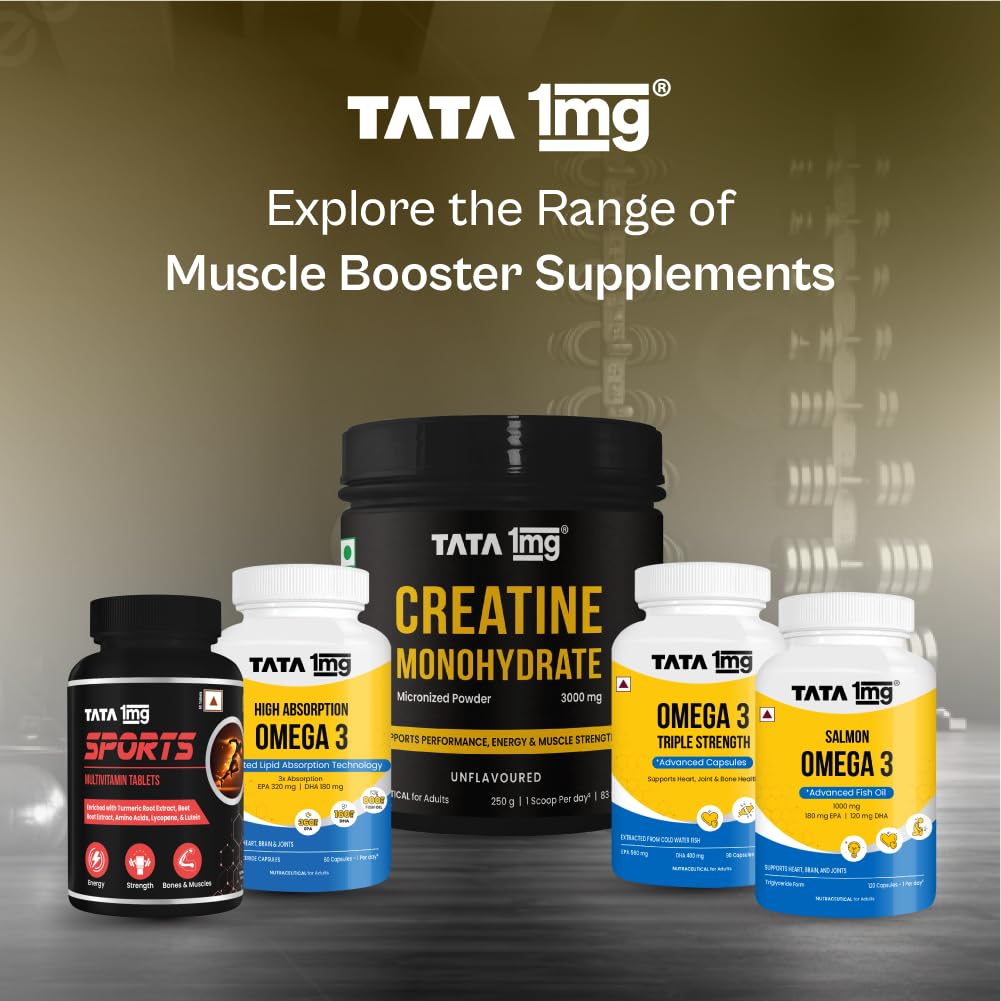 TATA 1MG Creatine Monohydrate – 100% Pure, Micronized & Unflavoured | No Additives • No Preservatives • Fast Absorption