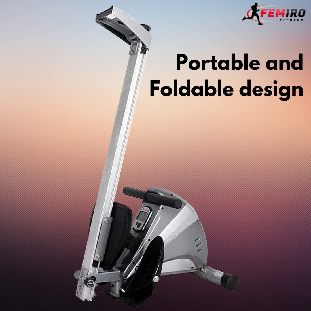 Femiro Fitness RM-300 Magnetic Rower – 7 kg Flywheel, 10 Resistance Levels, Foldable with LCD Display