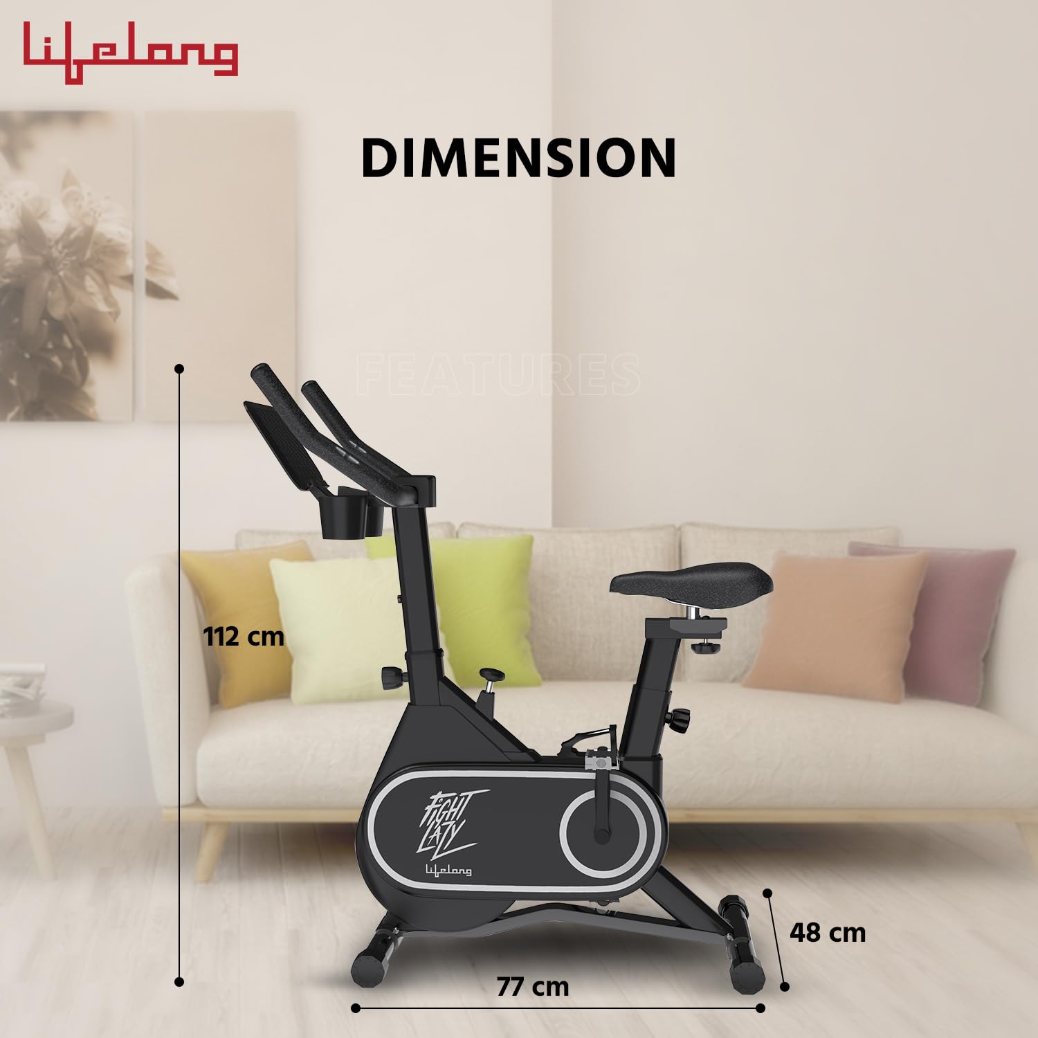 Lifelong Adjustable Resistance Flywheel Bike – Compact Upright Exercise Cycle for Home Workouts
