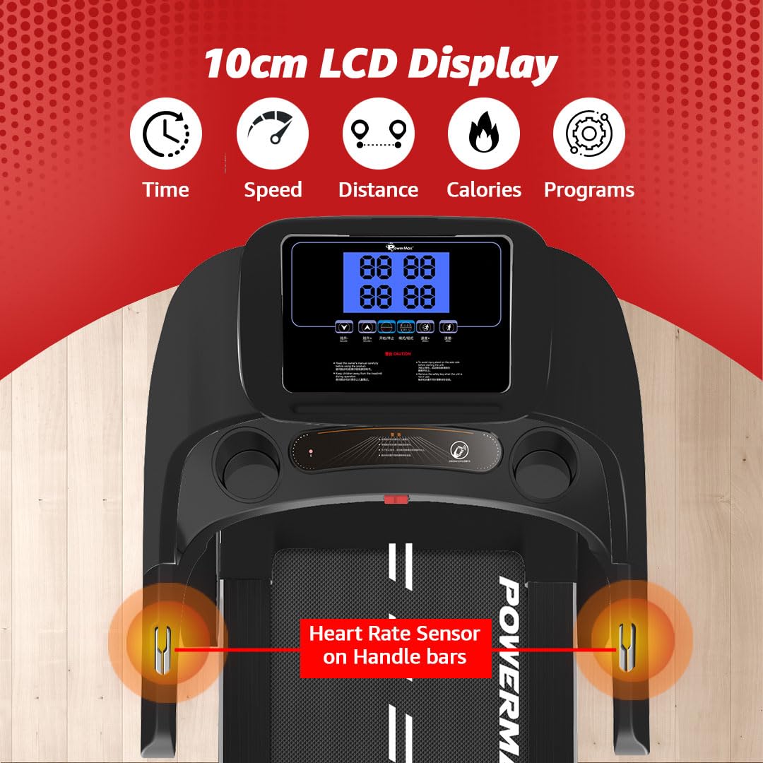PowerMax Fitness TD-A1 Motorized Folding Treadmill – 6 HP Peak, 15-Level Auto-Incline, 14 km/h, Bluetooth & Speakers