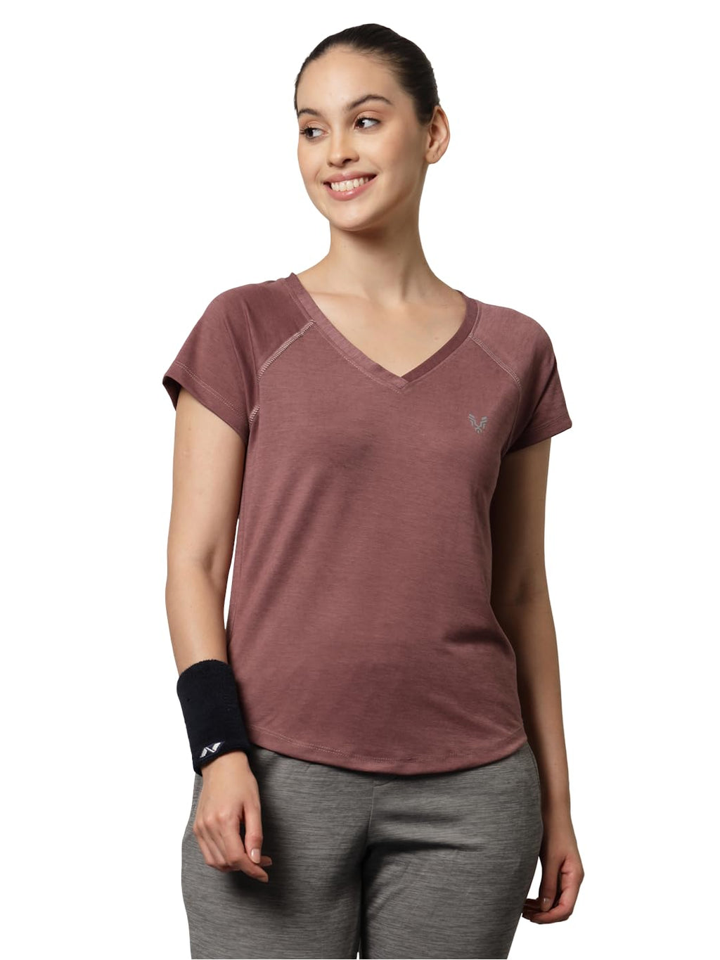 UZARUS Women's V-Neck Regular Fit Gym T-Shirt – Lavender