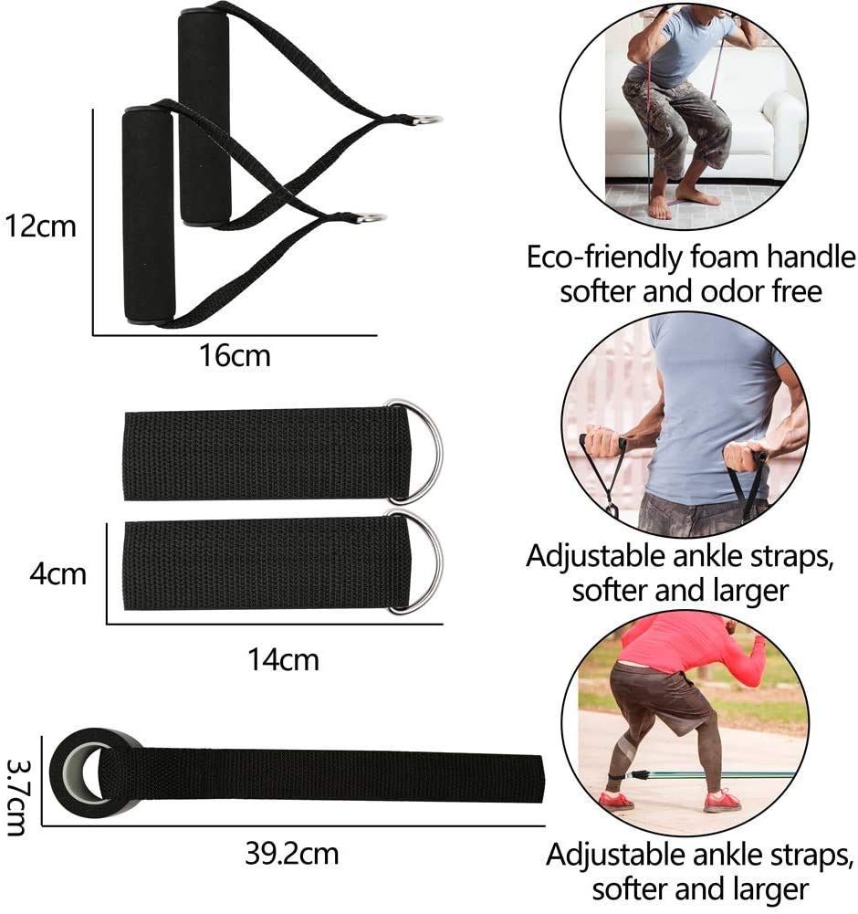 Fashnex Resistance Bands Set – Stackable Tubes (Up to 100 lb), with Handles, Door Anchor & Carry Bag