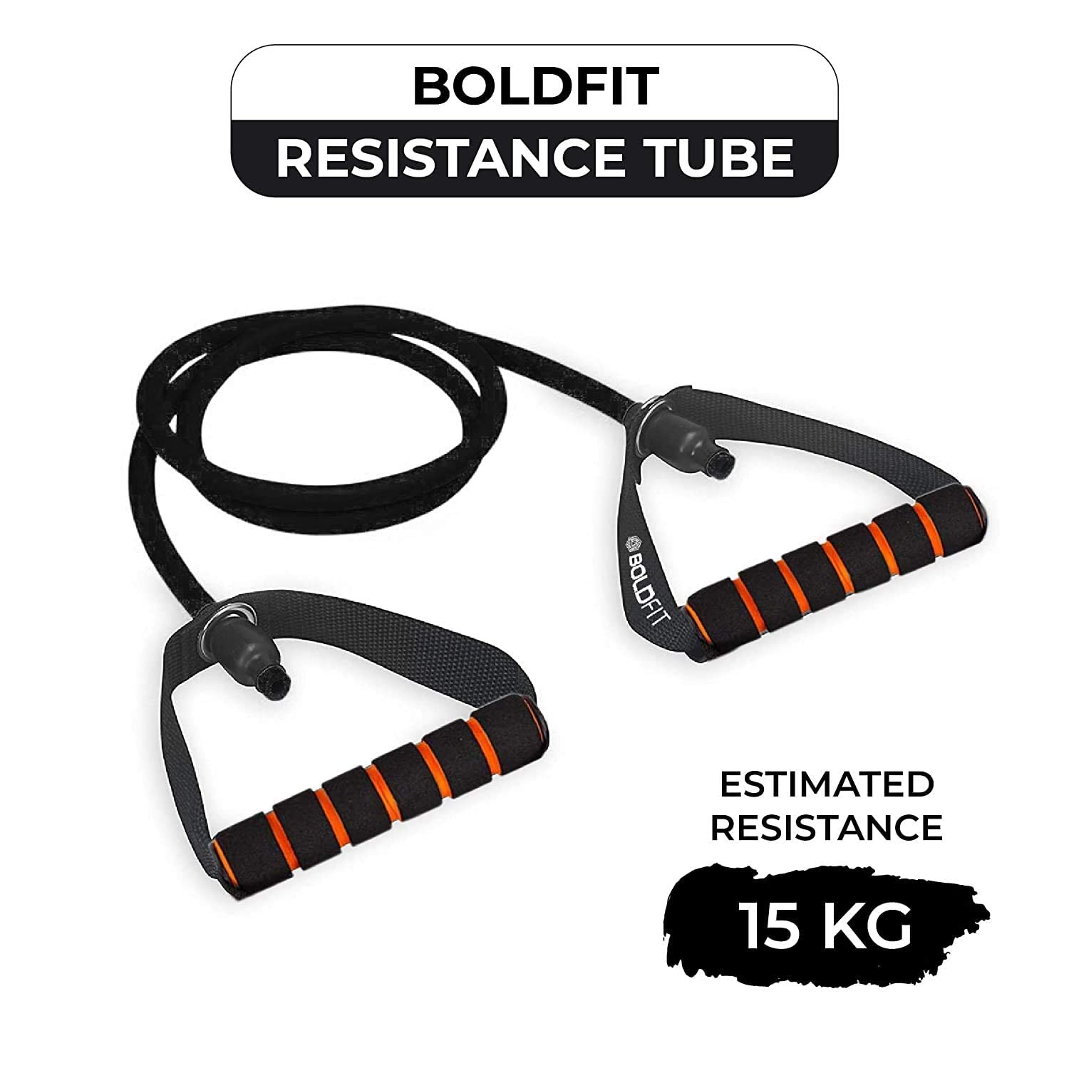 Boldfit Resistance Tube with Foam Handles – 15 kg Heavy Tube with Door Anchor & Anti-Snap Latex