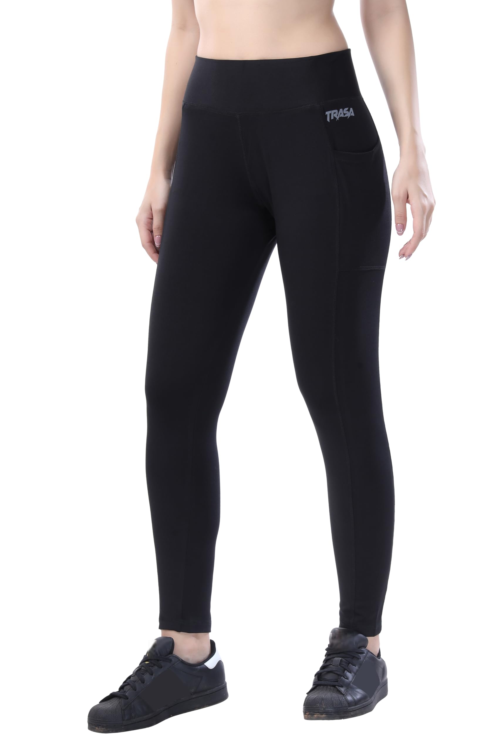 TRASA High-Waist Tummy-Control Yoga Leggings – 3 Pockets, 4-Way Stretch