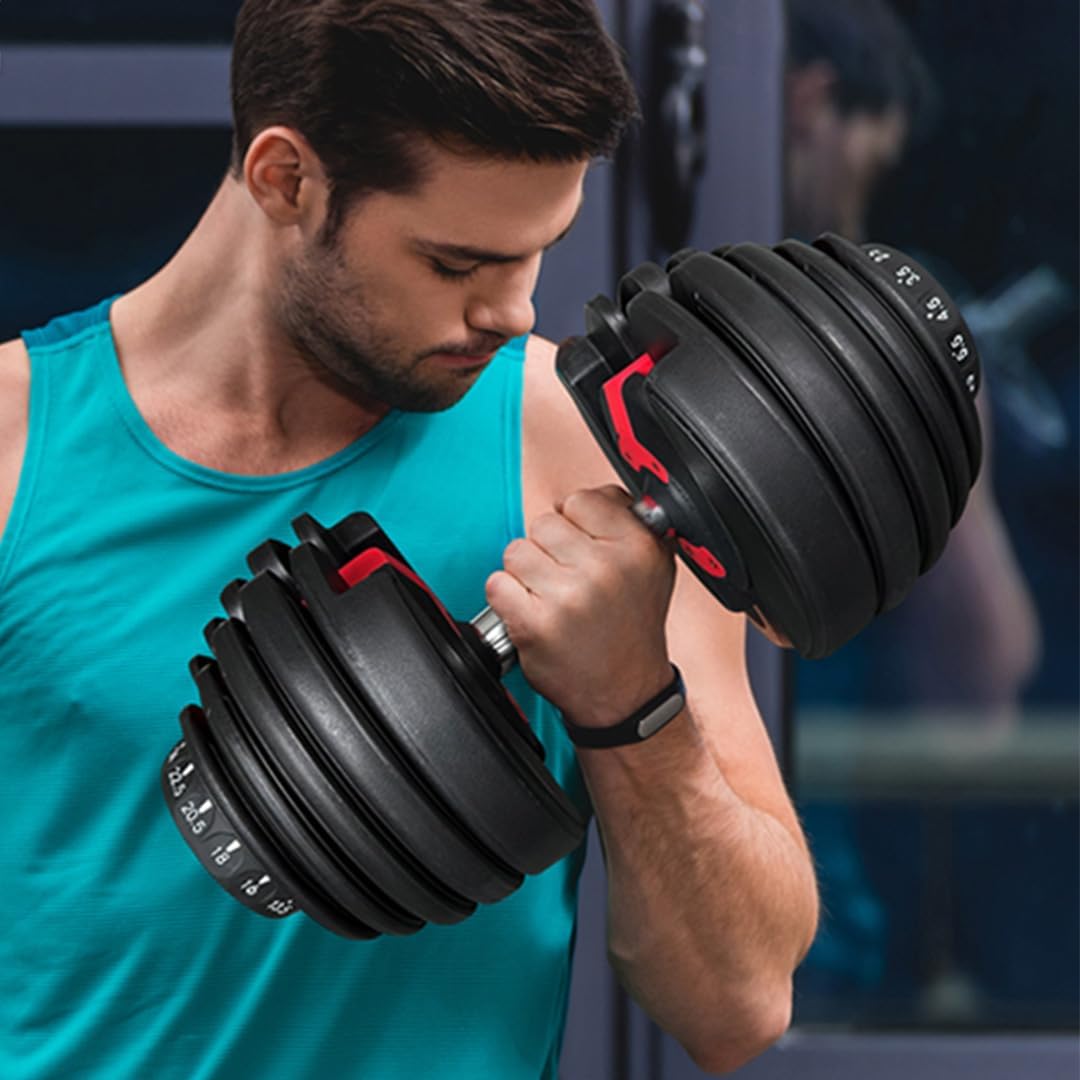 Maxpro MAXBELL Adjustable Dumbbells – 2.5 kg to 24 kg, 15 Weights in One, Secure Lock, Storage Tray