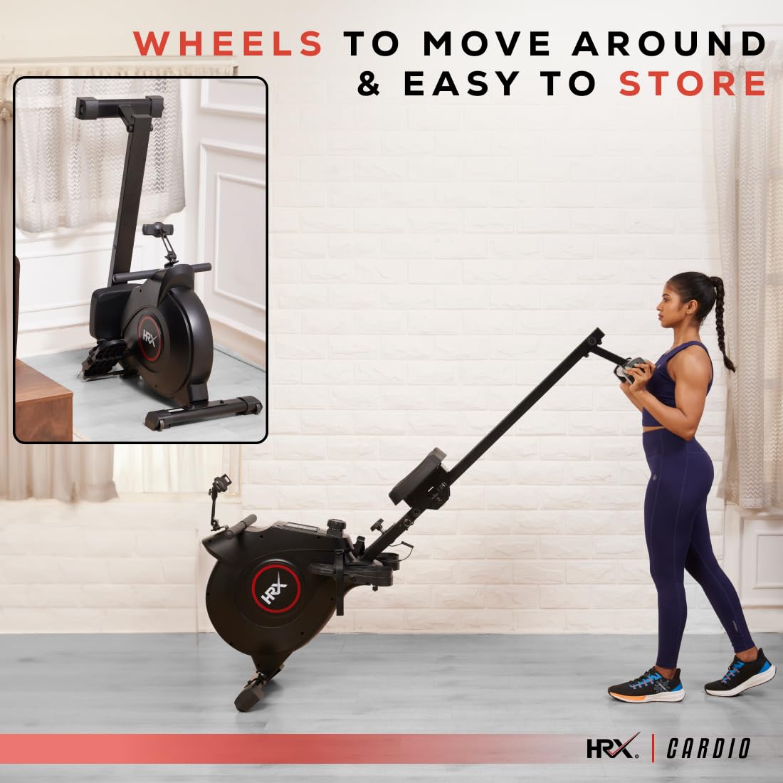 HRX Marsh Magnetic Rowing Machine – 8 Resistance Levels, Durable Steel & Aluminum Frame, 120 kg Capacity