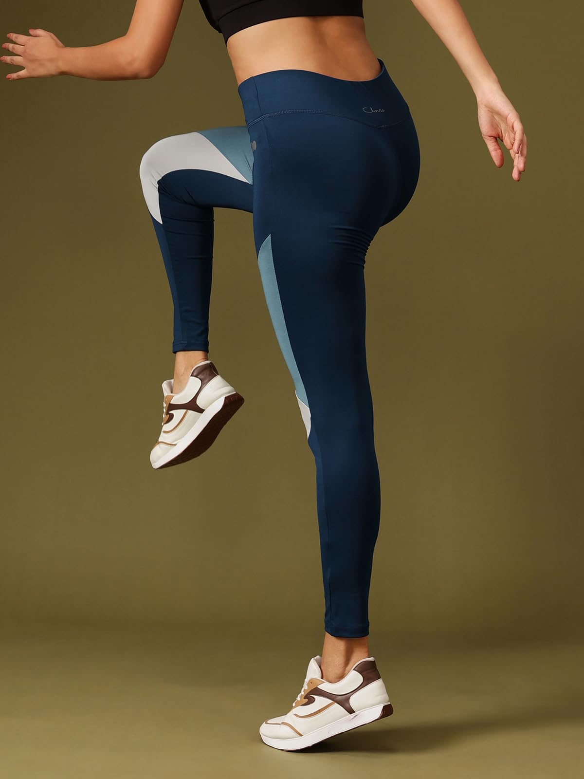 Clovia Mid-Rise Stretch Activewear Leggings – Teal (XXL)