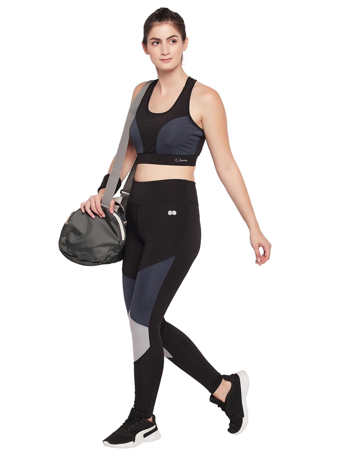 Clovia High-Rise Colourblocked Active Leggings – 4-Way Stretch, Quick-Dry Tights