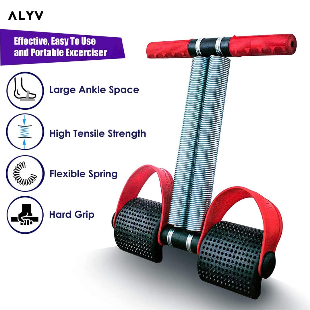ALYV Double Spring Tummy Trimmer – Ab Exerciser for Weight Loss, Core Strengthening & Full-Body Toning (Red/Black)