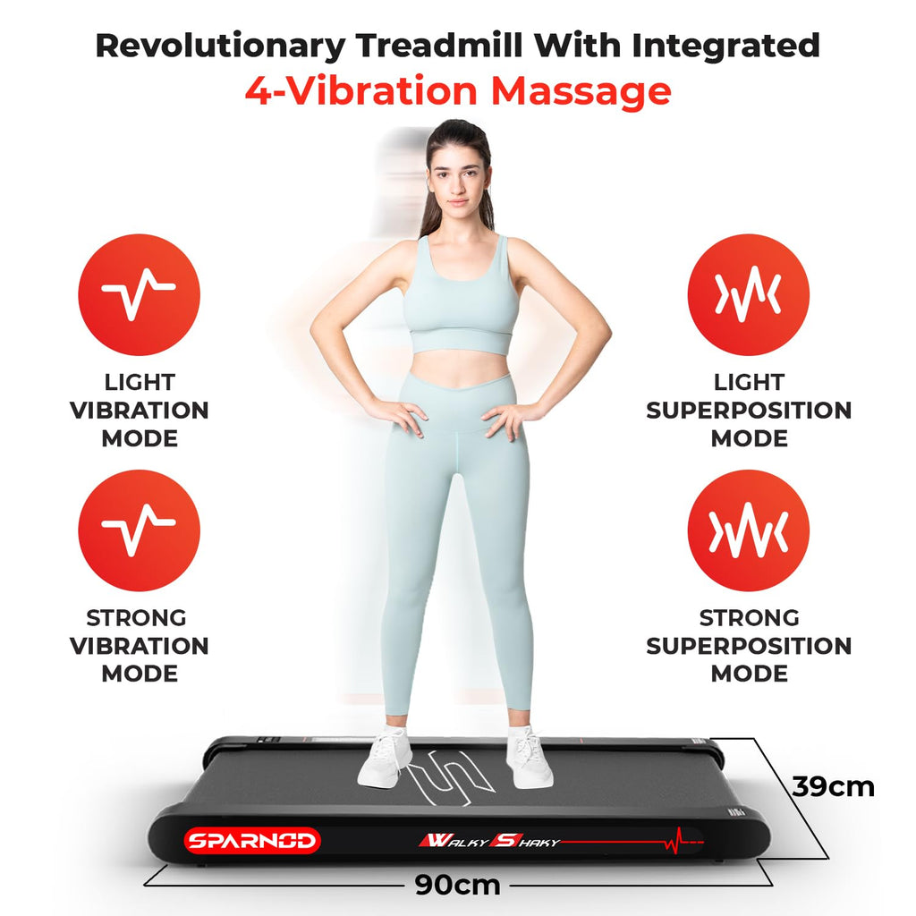 Sparnod Fitness WalkyShaky Vibration Walking Pad – 2.5 HP Motor, 4-Mode Vibration, 120 kg Capacity