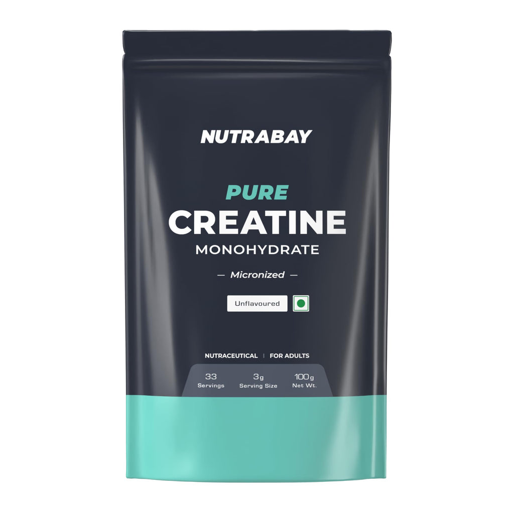 Nutrabay Pure Micronised Creatine Monohydrate – 100% Pure Unflavoured Strength & Performance Booster (3 g per Serving)
