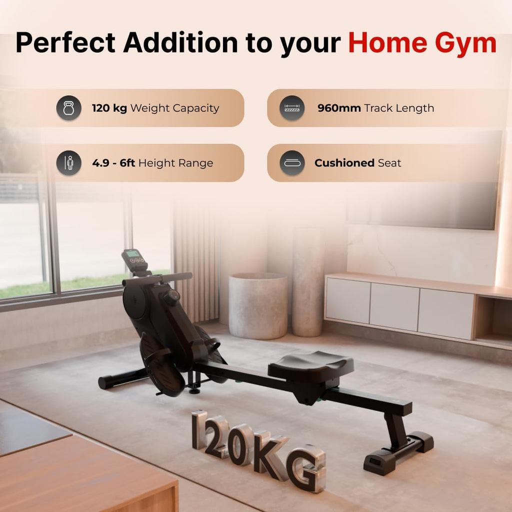 SmartRow AeroGlide Magnetic Rower – 8-Level Adjustable, 120 kg Capacity, Compact & Quiet
