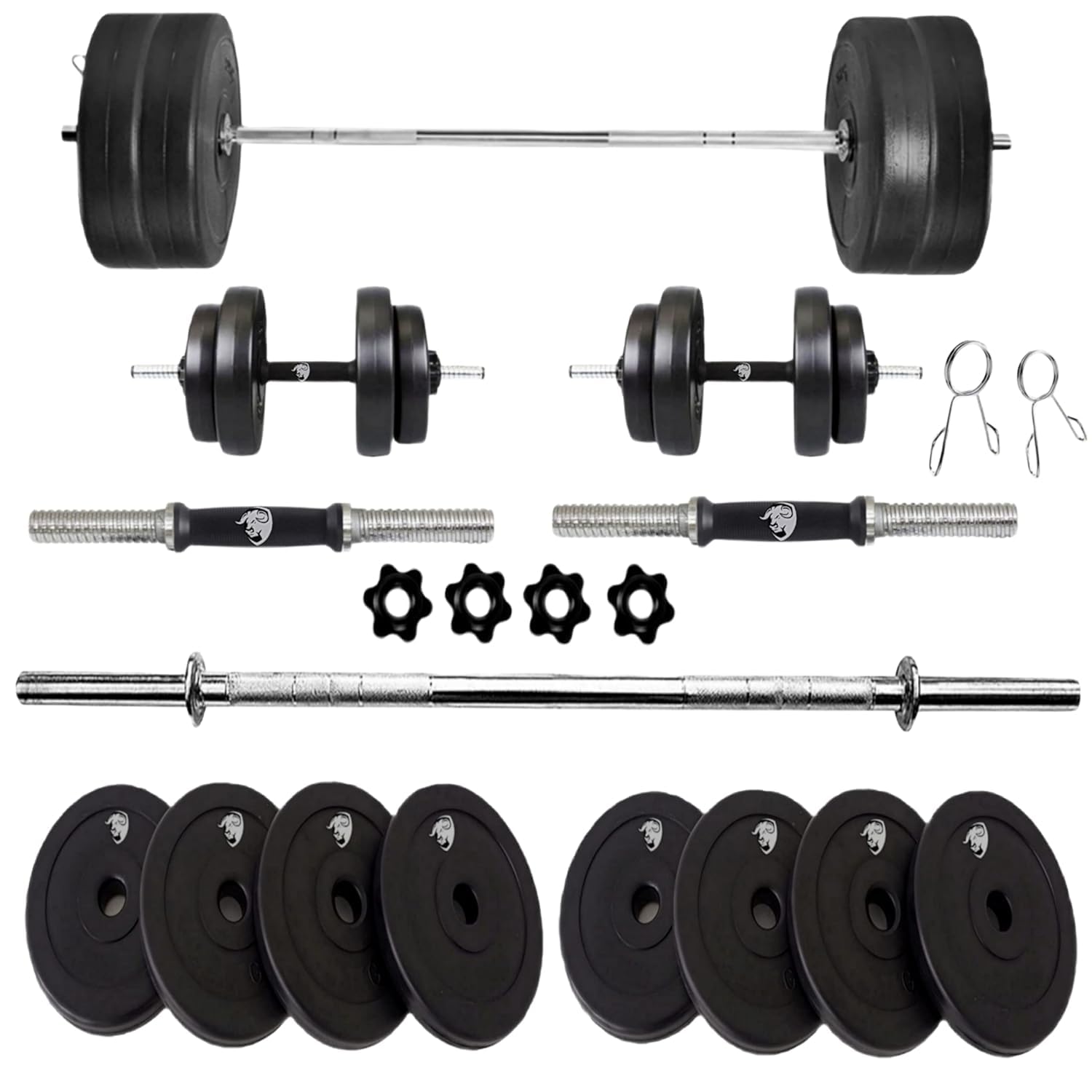 BULLAR Adjustable Home Gym Set – PVC Weight Plates with Straight & Dumbbell Rods (8–20 kg)