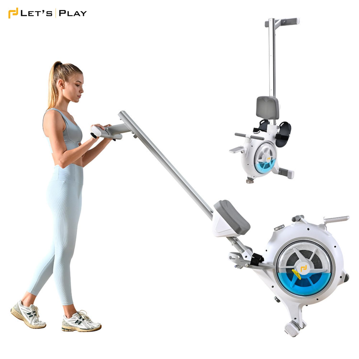 LETS Water Rower – Dual Water & Magnetic Resistance, Foldable Design, 120 kg Capacity