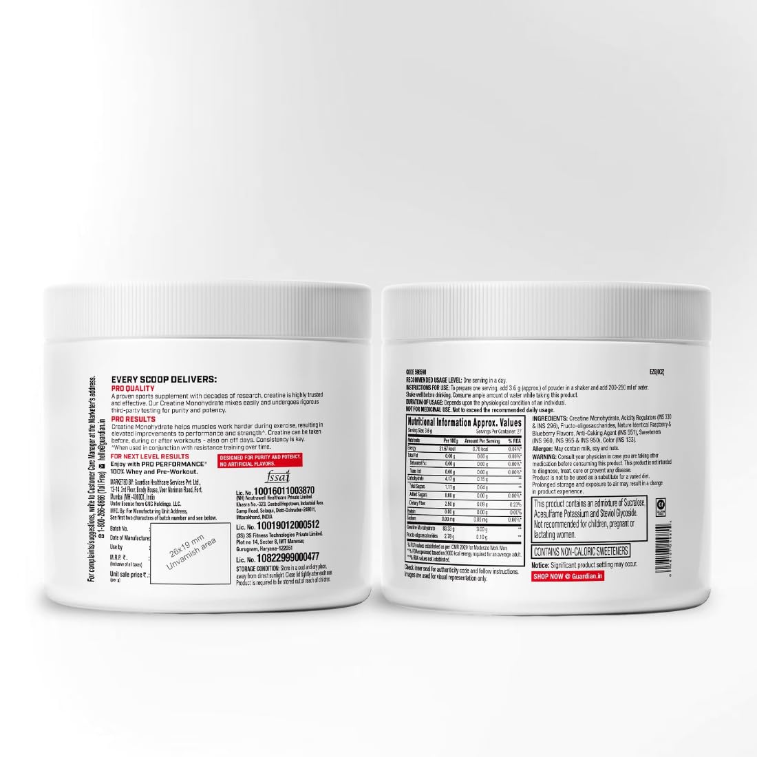 GNC Pro Performance Creatine Monohydrate – Blueberry Flavour | 100 g (3 g per Scoop) Micronized Creatine to Boost Energy, Strength & Muscle Volume