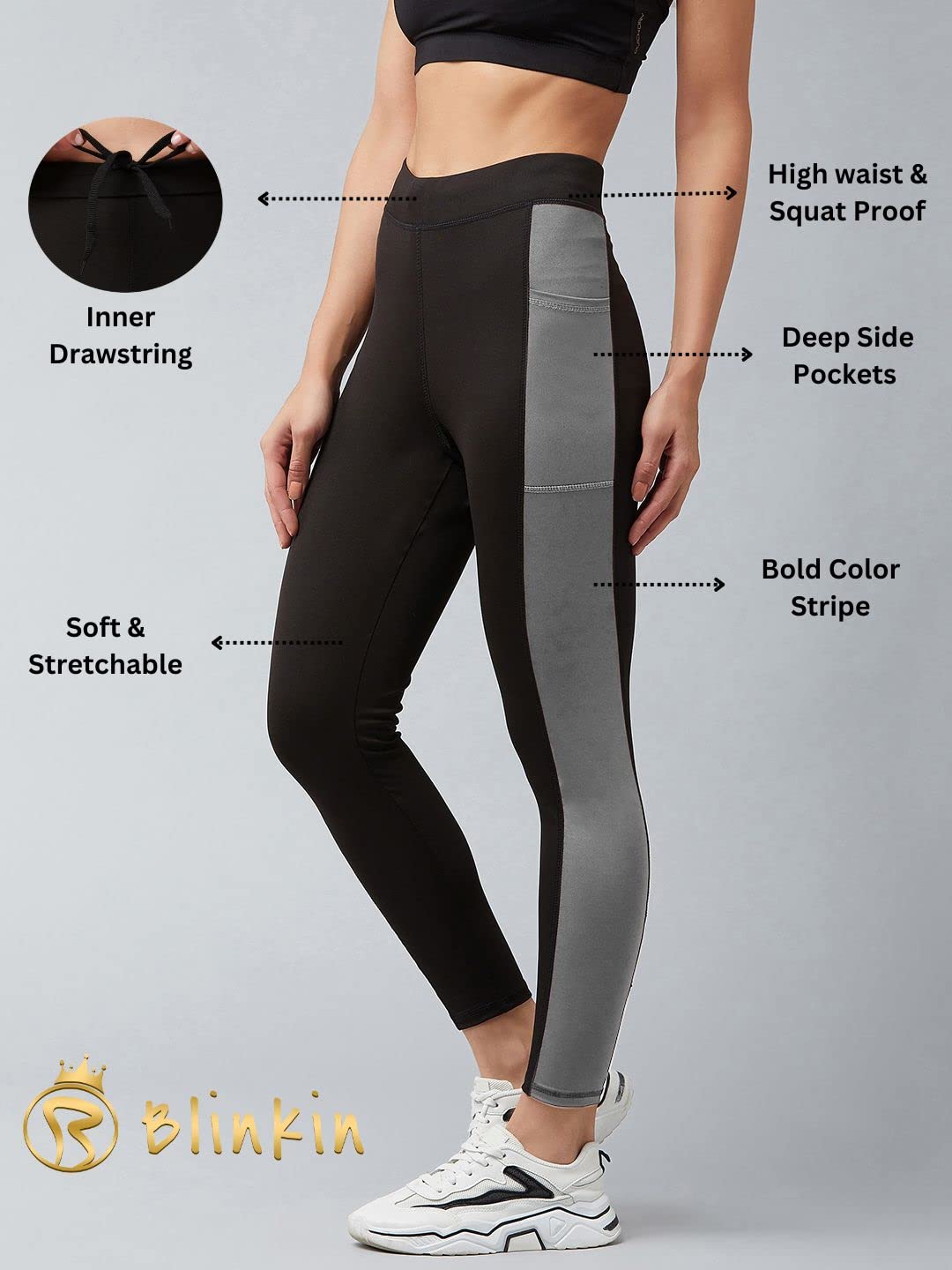 BLINKIN Women’s Slim-Fit Track Pants – Polyester-Blend, Ankle Length with Deep Side Pockets