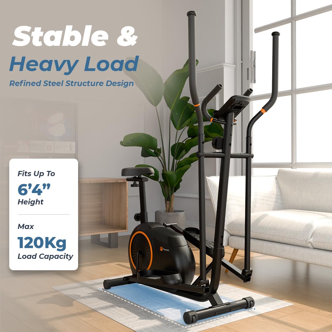 Flexnest Flextrainer EZ Bluetooth Elliptical – 8-Level Magnetic Resistance, 120 kg Capacity, App-Controlled Rides