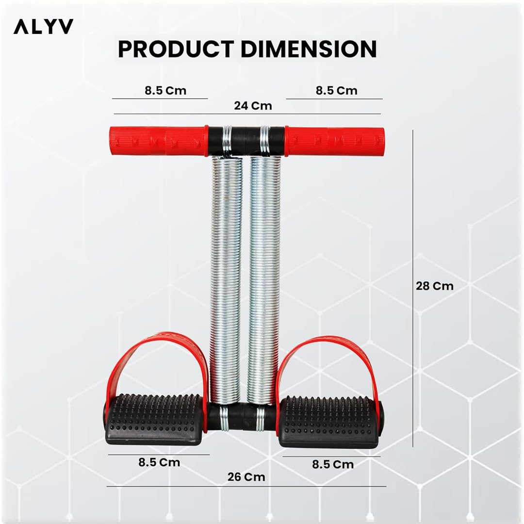 ALYV Double Spring Tummy Trimmer – Ab Exerciser for Weight Loss, Core Strengthening & Full-Body Toning (Red/Black)