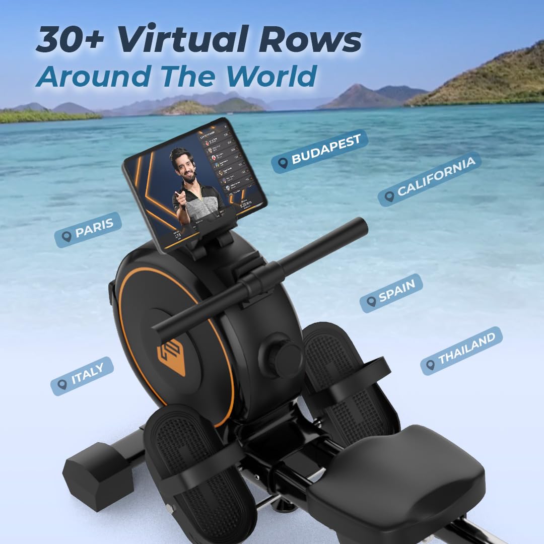 Flexnest Flexrower Smart Rower – Bluetooth Magnetic Rower, Wooden Finish, Trainer-Led Workouts
