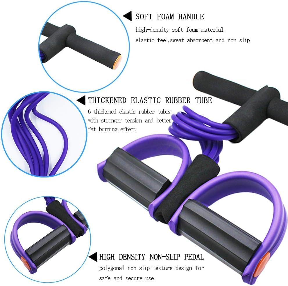 QUXIS 4-Tube Pull Reducer Pedal Exerciser – Multicolor CrossFit-Style Resistance Bands for Core, Legs & Toning