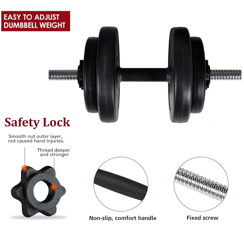 BULLAR Adjustable Home Gym Set – PVC Weight Plates with Straight & Dumbbell Rods (8–20 kg)
