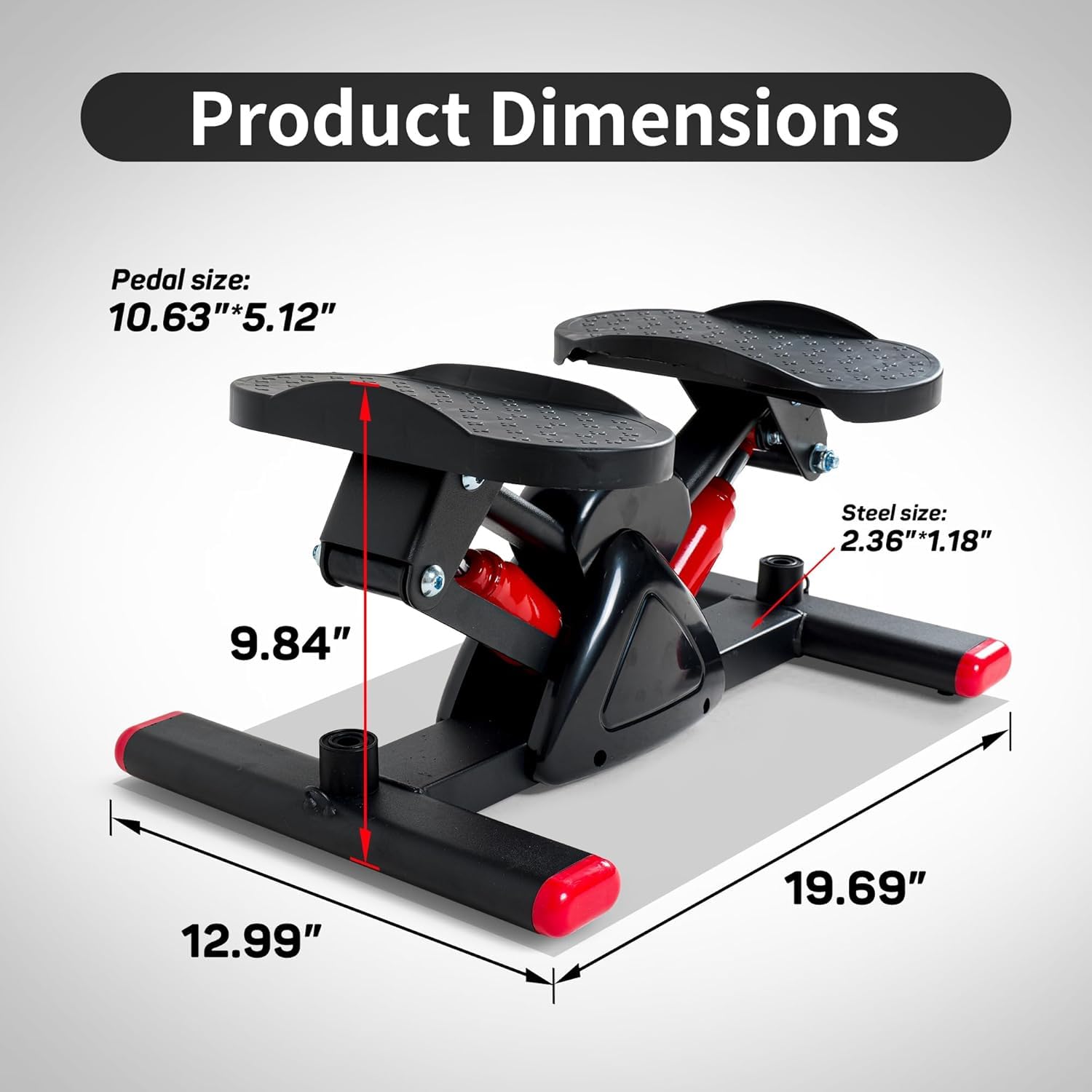 DASNDAS Mini Stair Stepper with Resistance Bands – Hydraulic Exercise Equipment for Home Workout, Compact & Quiet Fitness Machine
