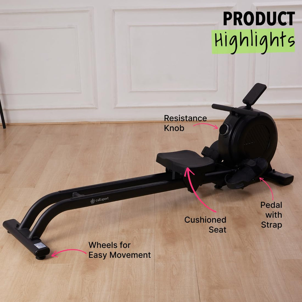 Cultsport SmartRow Basel Magnetic Rower – 32 Resistance Levels, 3 kg Flywheel, 120 kg Capacity