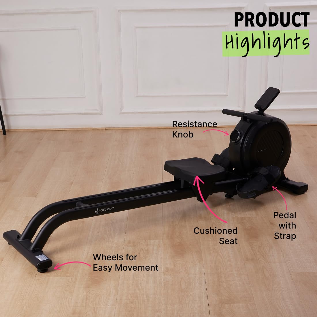 Cultsport SmartRow Basel Magnetic Rower – 32 Resistance Levels, 3 kg Flywheel, 120 kg Capacity