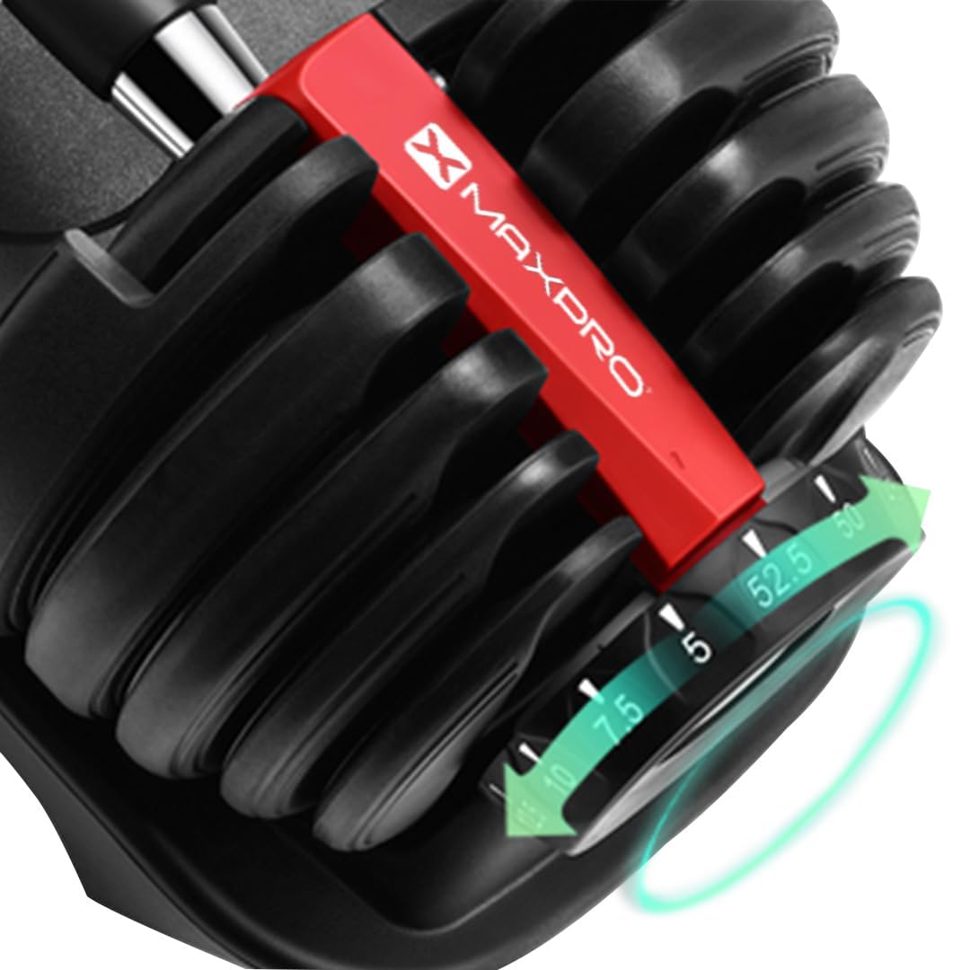 Maxpro MAXBELL Adjustable Dumbbells – 2.5 kg to 24 kg, 15 Weights in One, Secure Lock, Storage Tray
