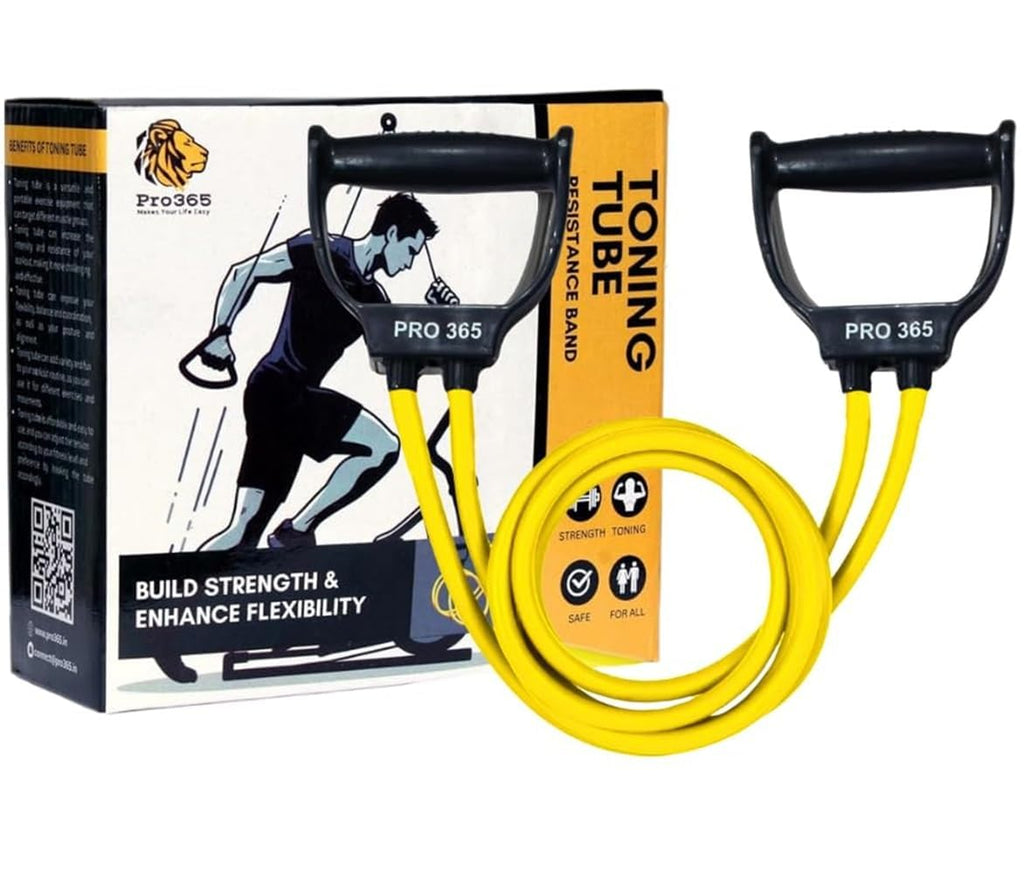 PRO365 Natural Latex Resistance Tube – 25 kg (≈55 lb) Resistance, Foam Handle, Door Anchor