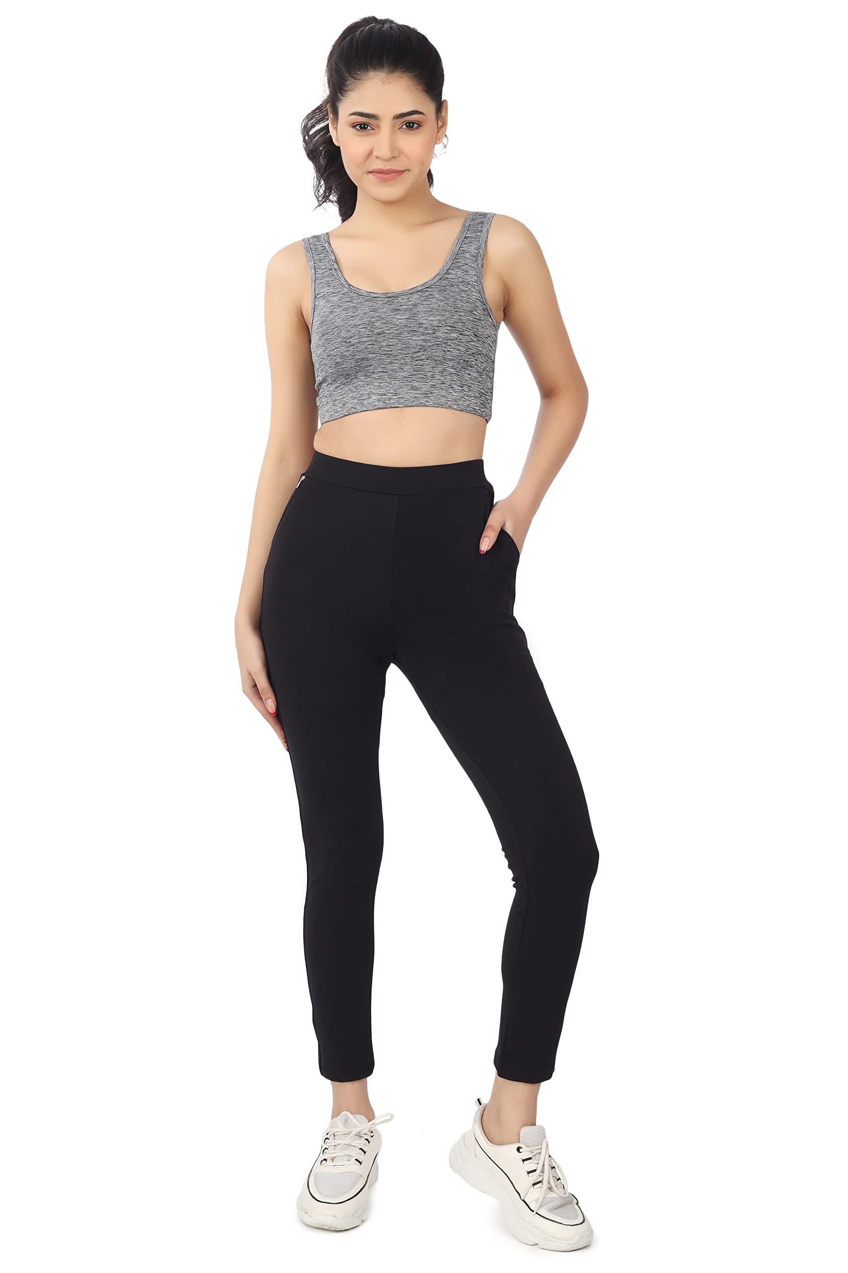 Mehrang High-Waist Stretchable Workout Leggings – 4-Way Flex, Pockets & Compression Fit