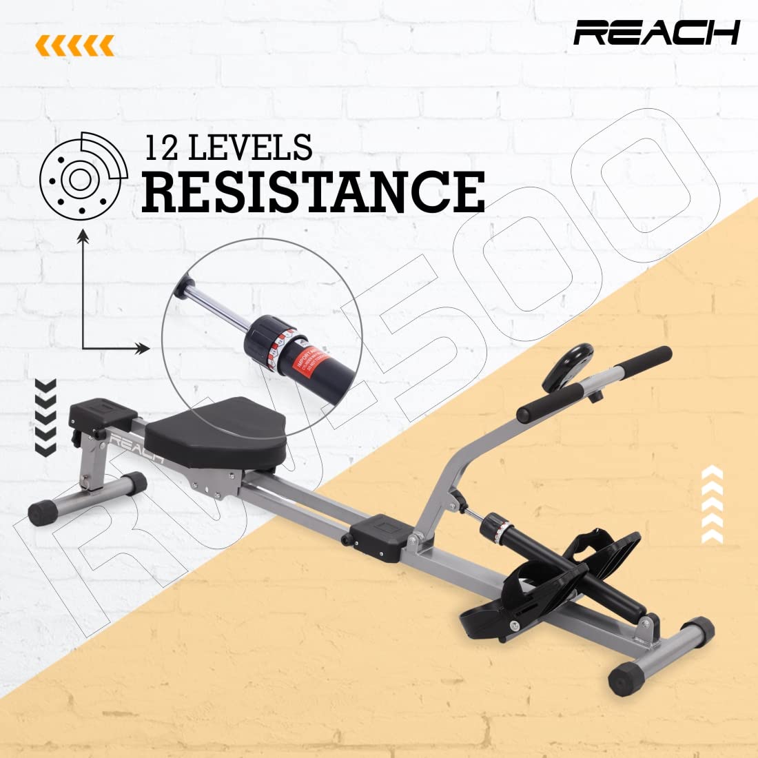 Reach RW-500 Hydraulic Rower – 12-Level Adjustable Resistance with LCD Monitor