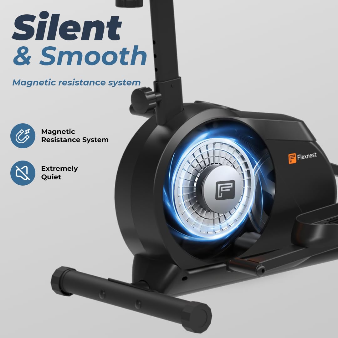 Flexnest Flextrainer EZ Bluetooth Elliptical – 8-Level Magnetic Resistance, 120 kg Capacity, App-Controlled Rides