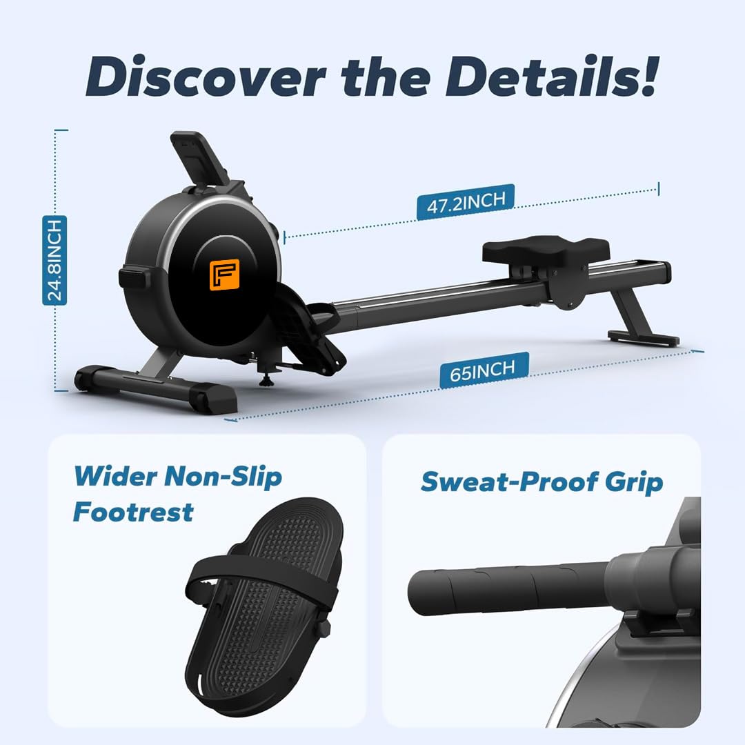 Flexnest Flexrower Smart Rower – Bluetooth Magnetic Rower, Wooden Finish, Trainer-Led Workouts