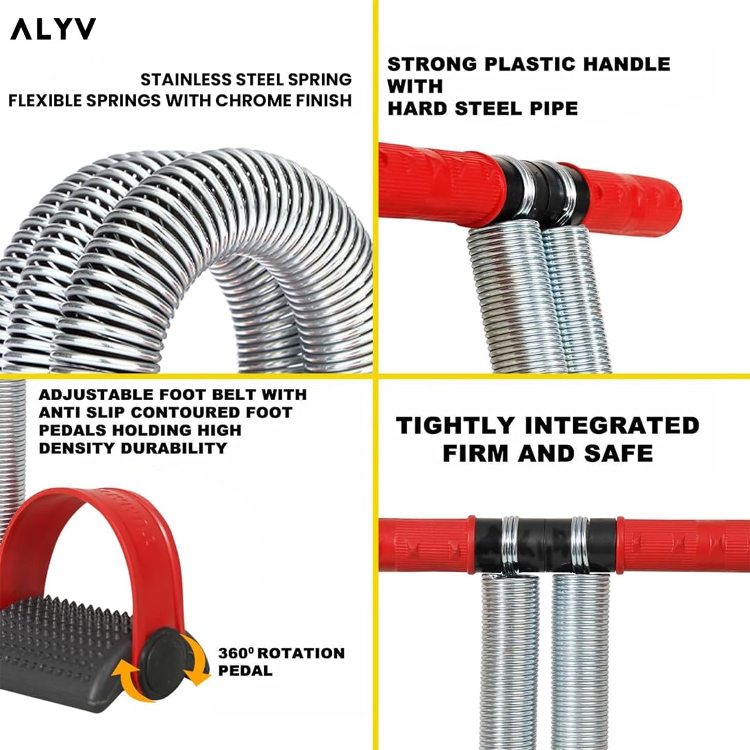 ALYV Double Spring Tummy Trimmer – Ab Exerciser for Weight Loss, Core Strengthening & Full-Body Toning (Red/Black)