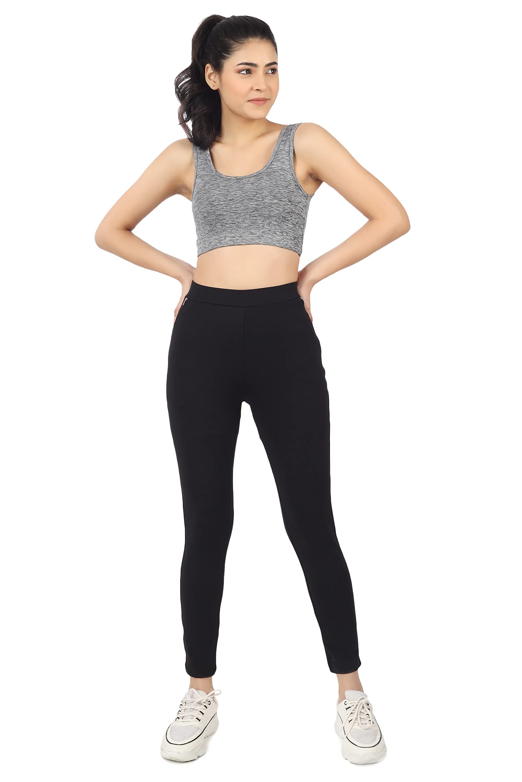 Mehrang High-Waist Stretchable Workout Leggings – 4-Way Flex, Pockets & Compression Fit