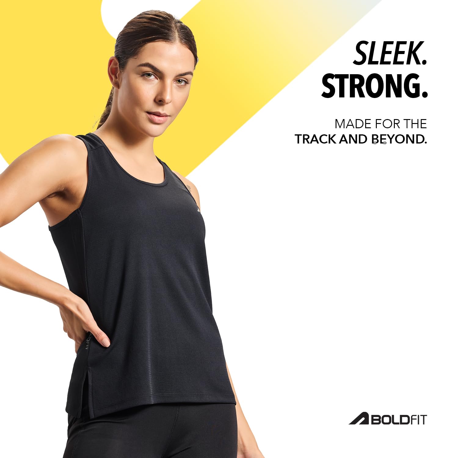 Boldfit Women's Polyester Regular Fit Vest – Black (Size S)