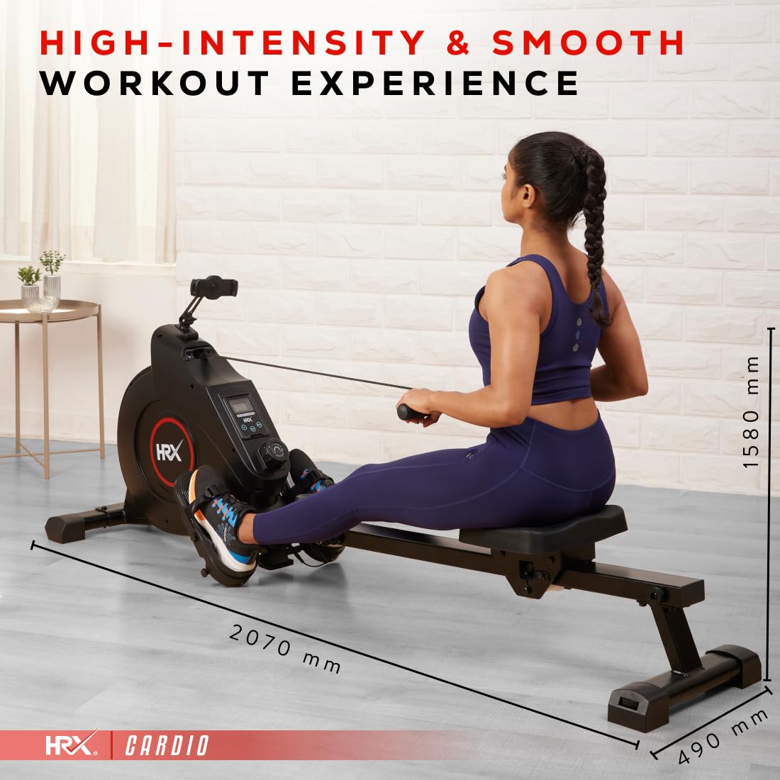 HRX Marsh Magnetic Rowing Machine – 8 Resistance Levels, Durable Steel & Aluminum Frame, 120 kg Capacity