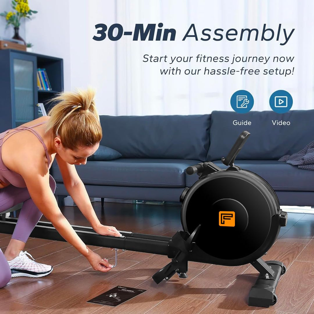 Flexnest Flexrower Smart Rower – Bluetooth Magnetic Rower, Wooden Finish, Trainer-Led Workouts