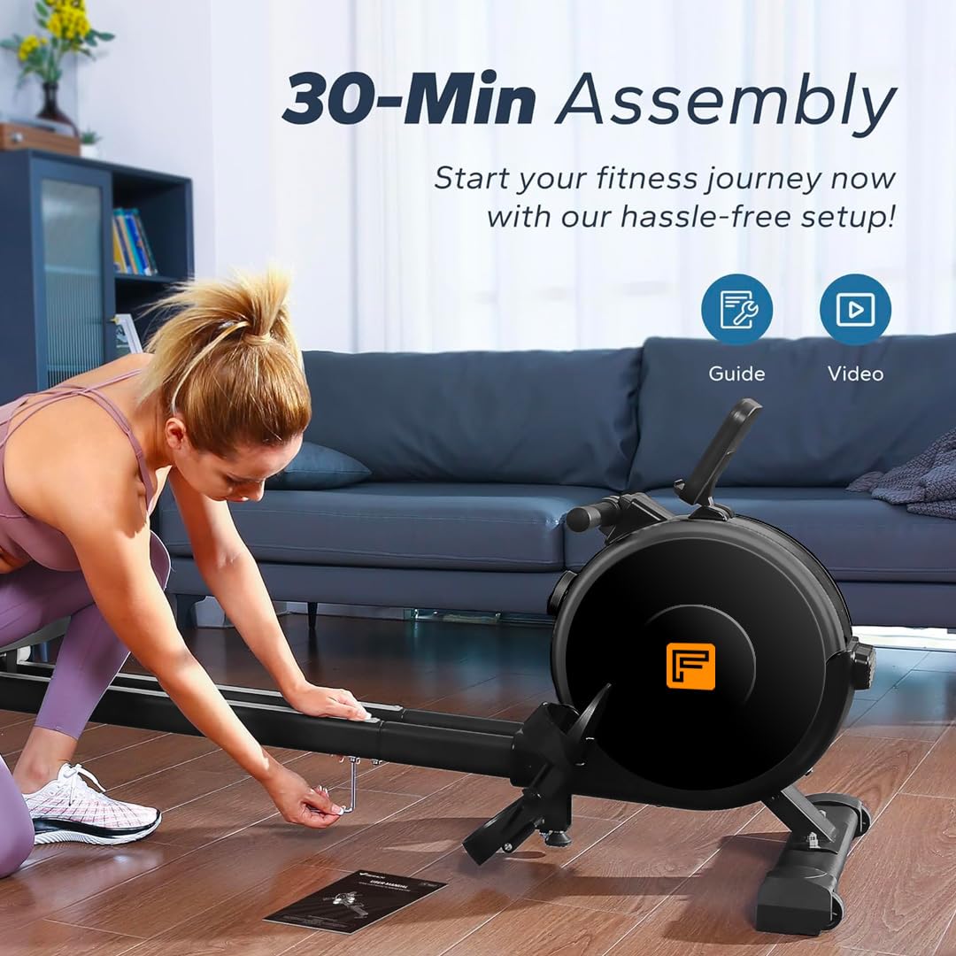 Flexnest Flexrower Smart Rower – Bluetooth Magnetic Rower, Wooden Finish, Trainer-Led Workouts