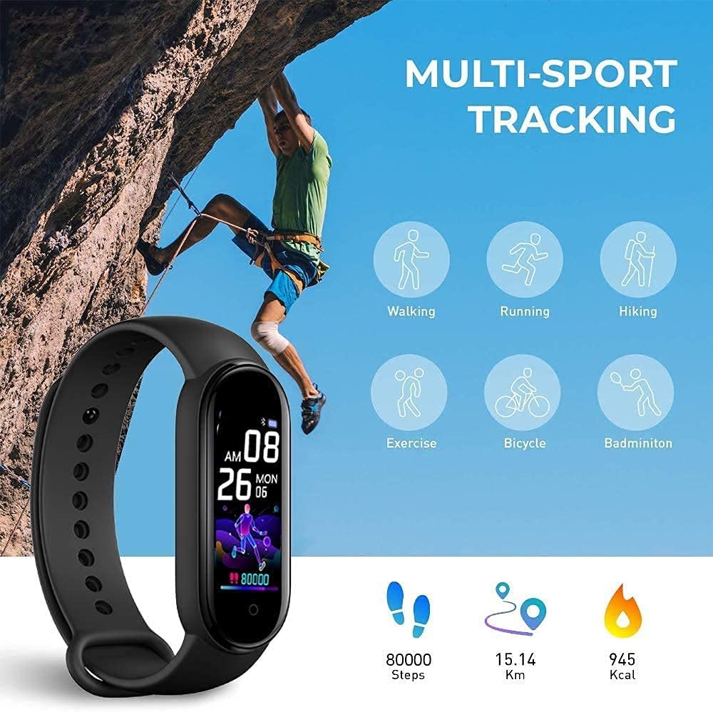 PunnkFunnk PFM5 Smart Band – Heart-Rate, Sleep & Activity Tracker, 15-Day Standby, Bluetooth 4.0
