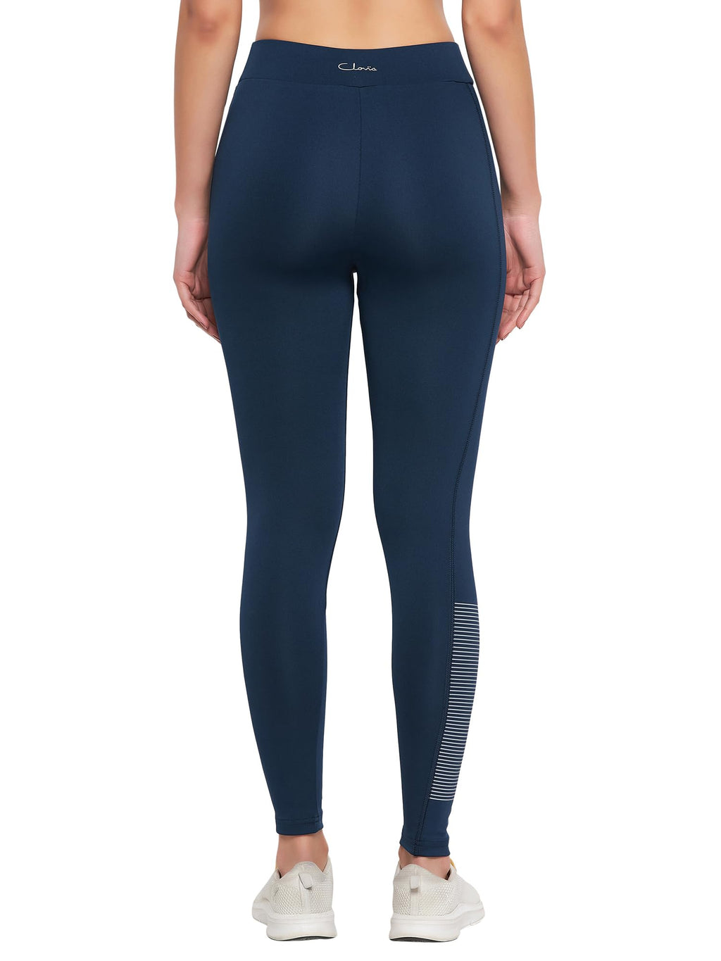 Clovia Blue Mid-Rise Polyester Track Leggings – Ankle Length (Model AB0049P03, L)