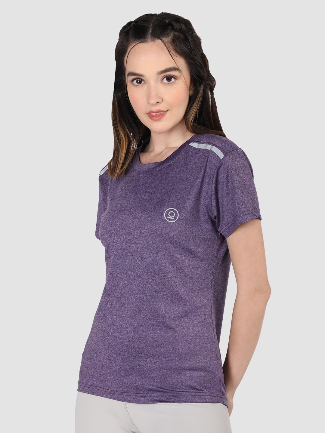 Chkokko Women's Selfpurple Active Sportswear Quick Dry Gym T-Shirt – Half Sleeve, Regular Fit