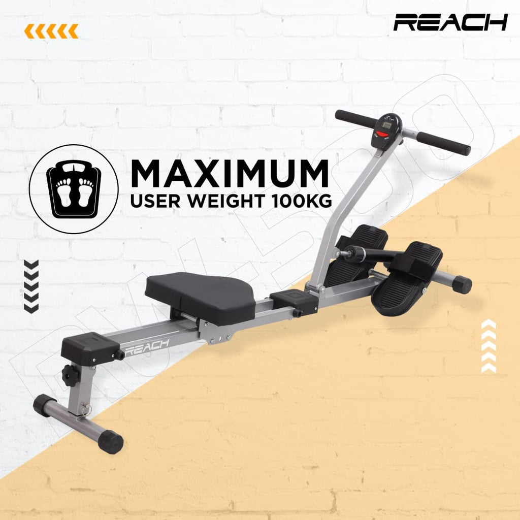 Reach RW-500 Hydraulic Rower – 12-Level Adjustable Resistance with LCD Monitor