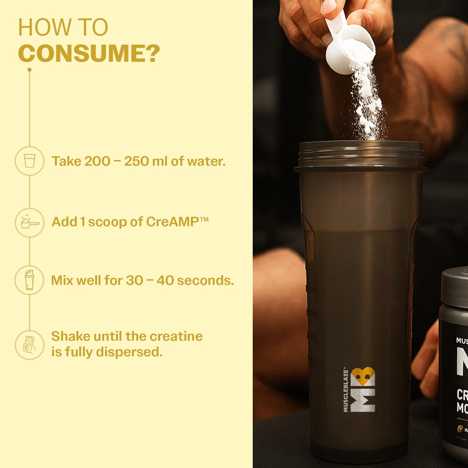 MuscleBlaze Creatine Monohydrate CreAMP™ with CreAbsorb™ – Trustified Certified Pure & Fast-Absorbing Creatine (100g / 3 g Serving)
