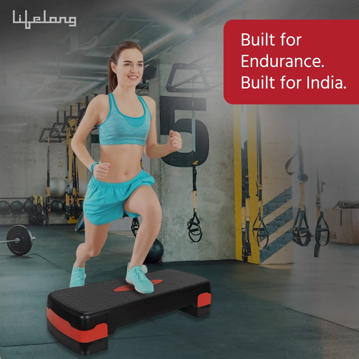 Lifelong Polypropylene Adjustable Aerobic Stepper – 3-Height Fitness Platform (Up to 200 kg)