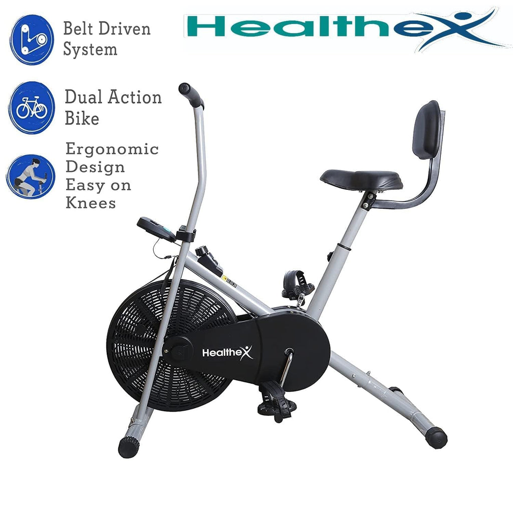 Healthex Air Bike 1001BT – Adjustable Cushioned Seat & Steel Frame with LCD Tracker