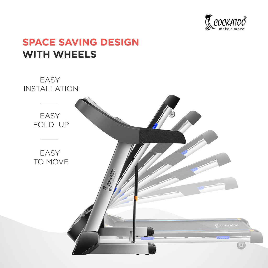 Cockatoo Smart-Run A6 Motorized Folding Treadmill – 6 HP Peak, Auto-Incline, Bluetooth & MP3