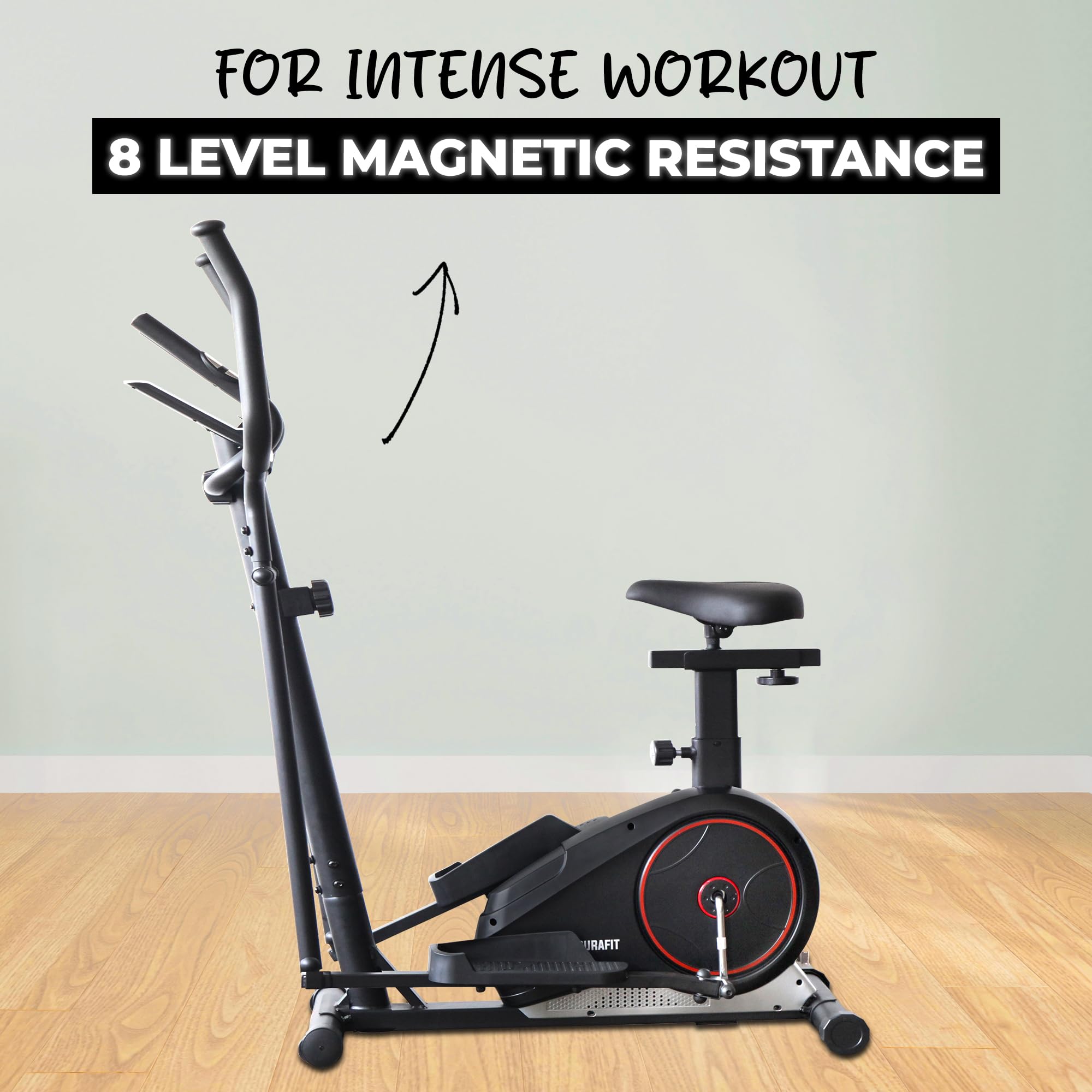 Durafit Adjustable Magnetic Elliptical Trainer – 8 Resistance Levels, LCD, 120 kg Capacity